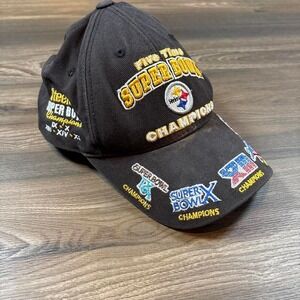 NFL Pittsburgh Steelers black cap with Super Bowl champions patches